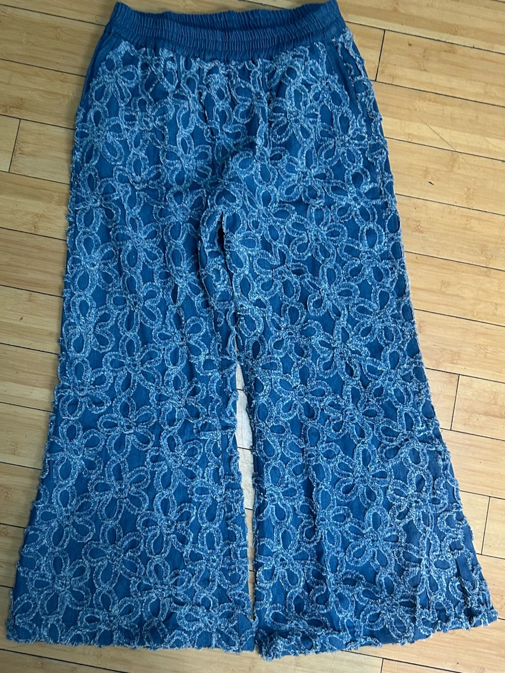 NWT Three Bird Nest Blue Lace Wide-Leg Pants